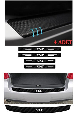 Fiat Egea İçin Uyumlu Aksesuar Oto Bağaj Ve Kapı Eşiği Sticker Set Karbon