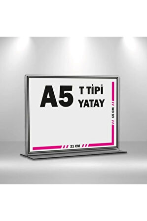 T Tipi A5 Pleksi Föylük Broşürlük-yatay A5 Föylük-50 li Paket