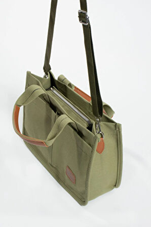 KANVAZ KUMAŞ ÜÇ GÖZLÜ BÜYÜK OMUZ ÇANTASI