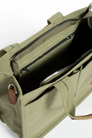 KANVAZ KUMAŞ ÜÇ GÖZLÜ BÜYÜK OMUZ ÇANTASI