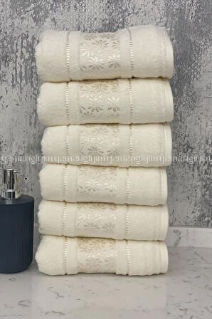 Blossom El-Yüz Havlusu 6 Adet-Krem