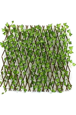 Yapay Sarmaşık Çit 70x250 Cm, Açılır Kapanır Ahşap Akordiyon Çit, Dekoratif Bahçe Çiti