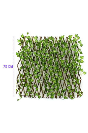Yapay Sarmaşık Çit 70x250 Cm, Açılır Kapanır Ahşap Akordiyon Çit, Dekoratif Bahçe Çiti