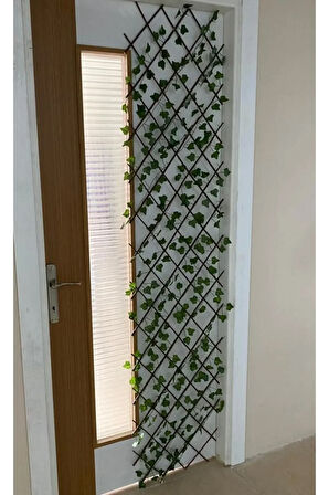 Yapay Sarmaşık Çit 70x250 Cm, Açılır Kapanır Ahşap Akordiyon Çit, Dekoratif Bahçe Çiti
