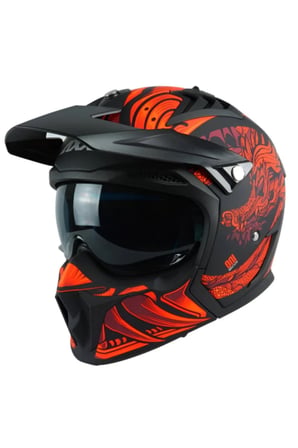 Motosiklet Kaskı Hunter SV Oni B5 Matt Red Sport Moduler Motorcu Kaskı Off-Road