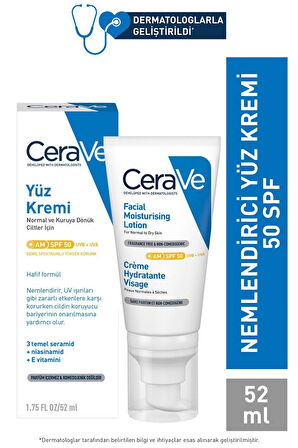 CeraVe Güneş Korumalı Nemlendirici Yüz Kremi Spf 50+ 52ml