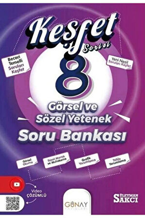 8. Sınıf Görsel ve Sözel Yetenek Keşfet Serisi Soru Bankası Günay Yayınları