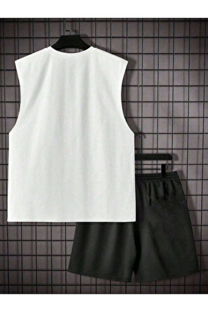 0 kol t-shirt şort alt üst takımı baskılı