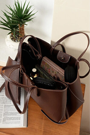 Lüks Cüzdan Hediyeli Büyük Kapasiteli Omuz Çantası