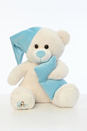 Pufu Toys Uyku Arkadaşım 60 cm Mavi Şapkalı Peluş Ayıcık