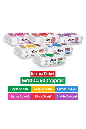 Sleepy Easy Clean Premium + Çiçek Serisi Yüzey Temizlik Havlusu Mendili 6x100 Karma Paket