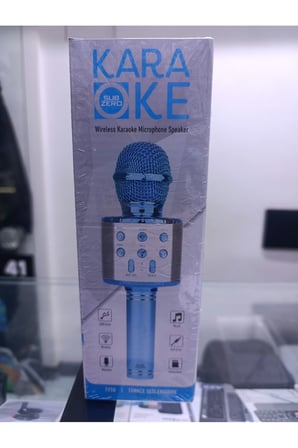 Karaoke Mikrofon Dahili Hoparlörlü Usb Flash Tf Kart Destekli Ses Değiştirme Efektli Çocuk Mikrofonu Mavi