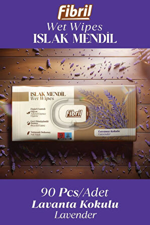 Yeni Lavanta Kokulu Islak Mendil 3x90 Pk 270 Yprk Doğal esans , geri dönüştürülebilir kumaş