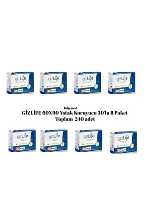 GIZLIFE Yatak Koruyucu Örtü 60x90 cm 8 PAKET– 240 Adet