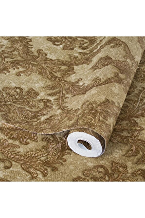 Seyyah 1303-4 Zengin Damask Desenli Duvar Kağıdı (kahverengi)