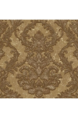 Seyyah 1303-4 Zengin Damask Desenli Duvar Kağıdı (kahverengi)