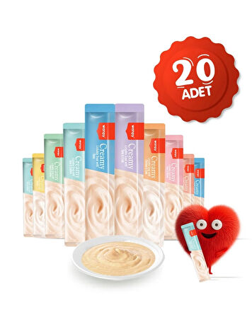 Wanpy Creamy Cat Treat Karışık Krema Sıvı Kedi Ödül Maması 14 gr X 20 Adet