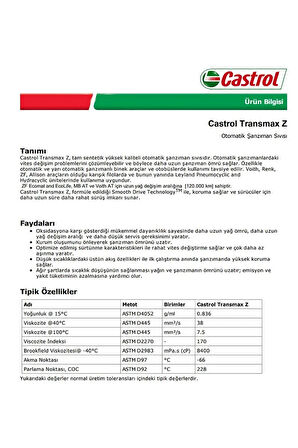 Transmax Z Otomatik Şanzuman Yağı - Otomatik Şanzuman ATF Yağı