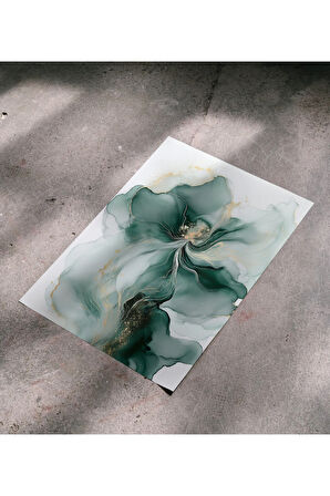 Çerçevesiz Poster, Dijital Baskı Soyut , Zümrüt Çiçeği , Salon Ofis Oturma Odası Dekorasyon , Poster