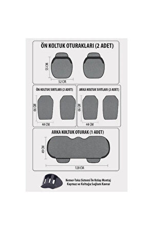Araba Koltuk Minderi Keten 7 Parça Ön Arka Sırt Dayamalı Minder
