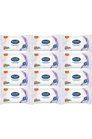 Activex Islak Havlu Mendil Hassas 50 Yaprak 12 Li Set (600 Yaprak) Plastik Kapaklı