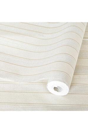 Seyyah 1306-3 Düz Çizgili Duvar Kağıdı (krem)