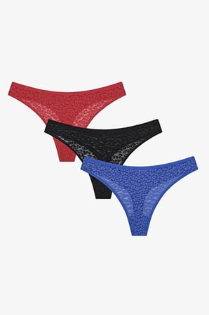 Lace Dantel 3lü Çok Renkli Tanga Külot