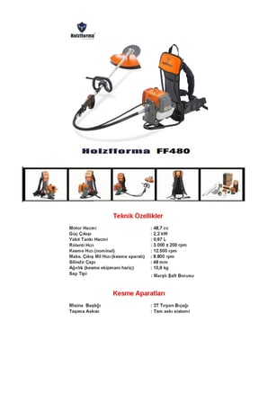 Holzfforma FF480 Sırt Tırpan Motoru
