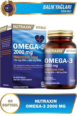 Nutraxin Omega 3 2000 Mg 60 Tablet 2 Adet