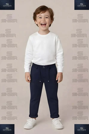 ERKEK Pantolon Bel Lastikli Likralı Paça Katlamalı Stil