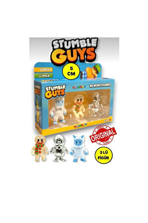 Stumble Guys Seri 1 - 3D Mini 3 lü Figür Seti - 3 ADET Frost Yeti Gingerbread Hatchling - 5 cm