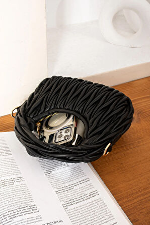 Kadın Büzgü Desenli Kol ve Omuz Çantası