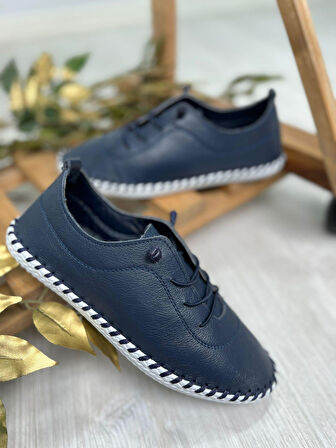 Derinyus %100 Hakiki Deri Çarık - Lacivert