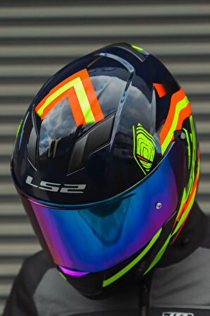 Stream Evo Reflex Mavi Turuncu Kask + Dahili Bluetooth Kulaklık