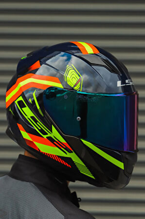 Stream Evo Reflex Mavi Turuncu Kask + Dahili Bluetooth Kulaklık