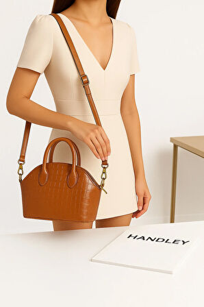 Kadın Parlak Mini Kroko Desen Çapraz Askılı El Ve Omuz Çantası