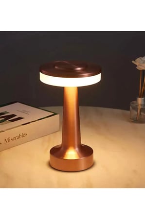 Modern Led Abajur Masa Lambası Dokunmatik 6 Mod Kademeli Şarjlı Bakır Bronz