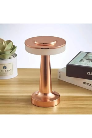 Modern Led Abajur Masa Lambası Dokunmatik 6 Mod Kademeli Şarjlı Bakır Bronz