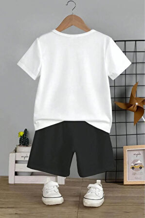 Çocuk Tasarım Minecraft Oyun Baskılı T-Shirt Şort Alt Üst Takım %100 Pamuk