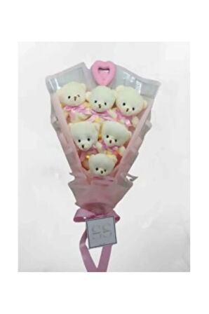 Led Işıklı Pembe Ayıcık Buketi - Yıldönümü Doğum Gününe Özel Sevgiliye Hediye