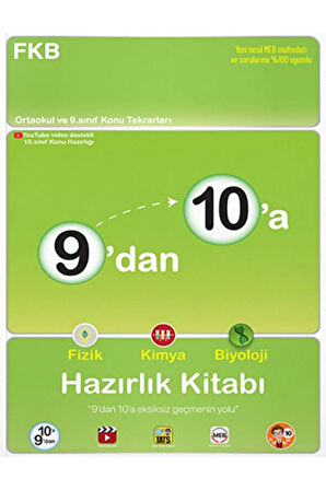 9'dan 10'a Fizik Kimya Biyoloji Hazırlık Kitabı / Kolektif / Tonguç Akademi / 9786254223815