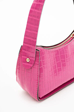 Kadın Kroko Desenli Baget Çanta