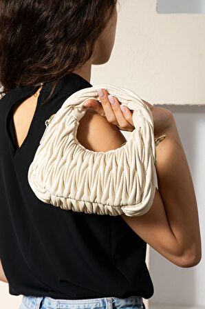 Kadın Büzgü Desenli Kol ve Omuz Çantası