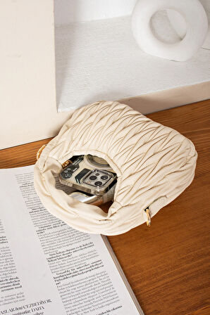 Kadın Büzgü Desenli Kol ve Omuz Çantası