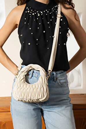 Kadın Büzgü Desenli Kol ve Omuz Çantası