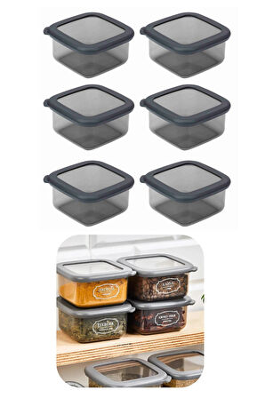 400 ml Gri Kare Saklama Kabı Silikon Kapak Hava Geçirmez Kuru Baklagil Kahve Bakliyat Makarna Kutu