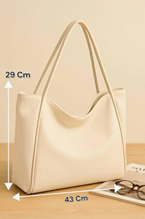 Lüks Büyük Boy Deri Görünümlü Omuz Çantası – Şık & Geniş Hacimli