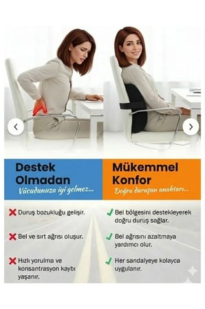 Ortopedik Ofis Sandalye Oto Araç Koltuk Bel Destek Yastığı Sırt Minderi