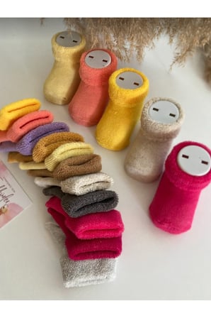 6 çift Kız bebek Kışlık Havlu Çorap Seti