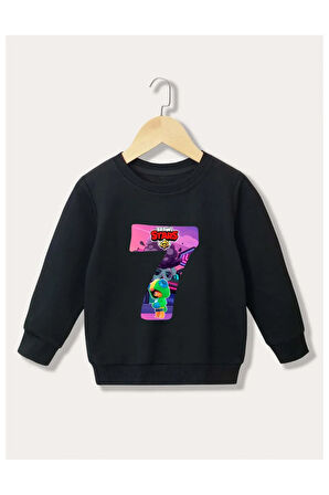 Çocuk Tasarım Brawl Stars 7 Baskılı Kapüşonlu Sweatshirt Pamuklu
